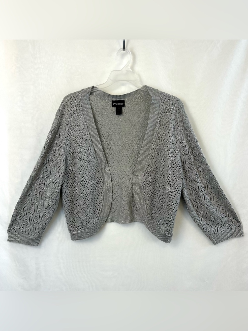 Lane Bryant Gray Sparkle Open Front Bolero Cardigan Sweater / Size 26/28